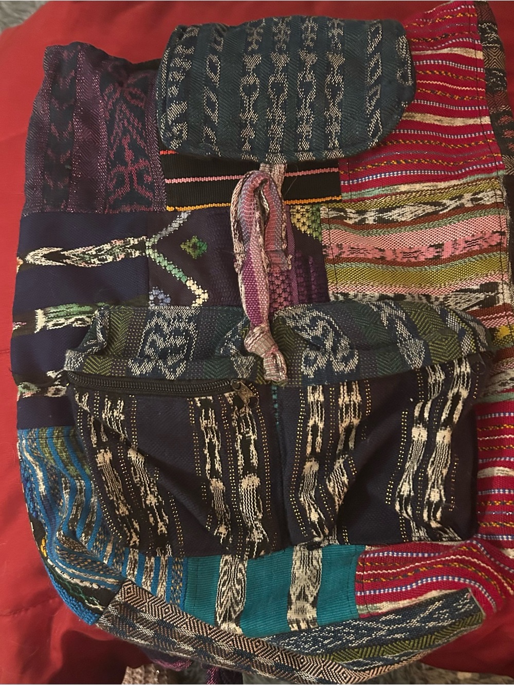 Boho Patchwork Navy and Teal Women's Backpack-Rana